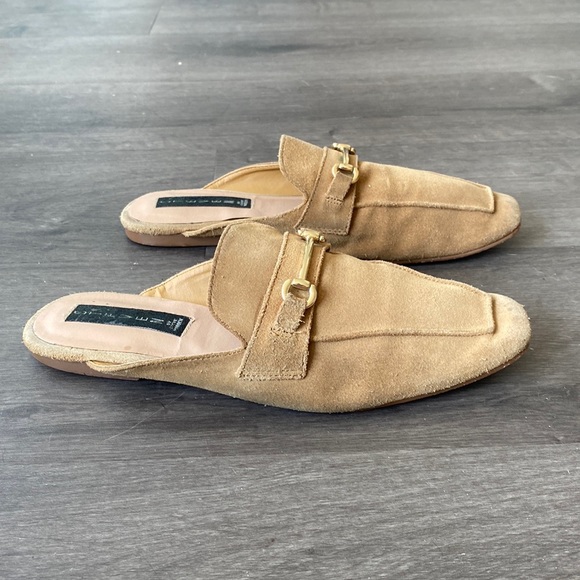 STEVEN BY STEVE MADDEN Womens 'Rilee' Camel Suede Slip On Mules - Picture 3 of 6